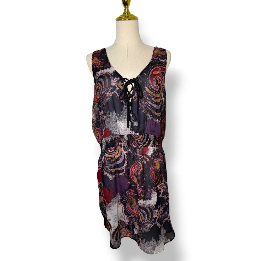 Free‎ People Falling for Georgette Women's Large Mini Dress Paisley Print